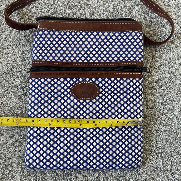 Guatemala Colorful Blue/white/Yellow Floral Woven Leather Strap Crossbody Bag - Picture 11 of 12